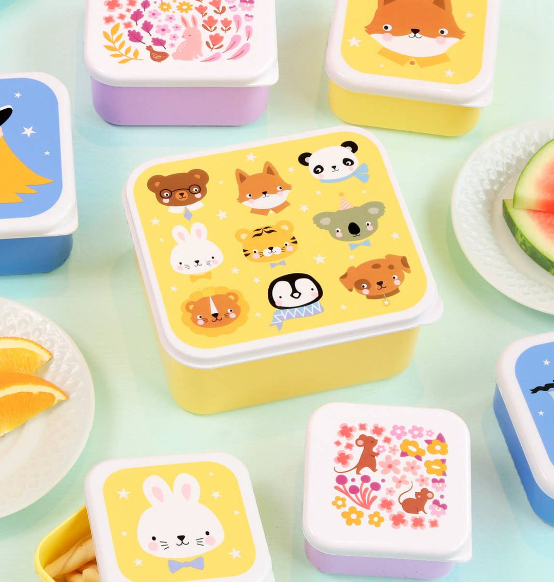 A Little Lovely Company - Lunch & Snack Box Set: Animal friends