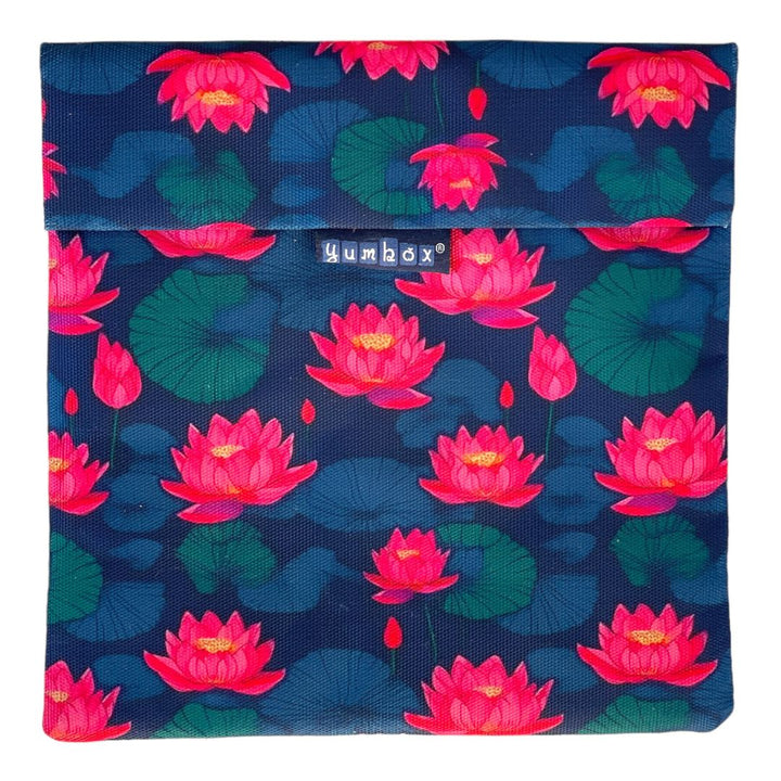 Yumbox Reusable Sandwich Bag - Set of 2 - Navy & Lotus Flowers