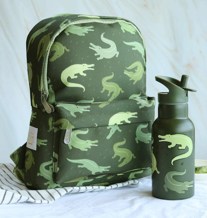 A Little Lovely Company - Kids Stainless Steel Drink / Water Bottle: Crocodiles