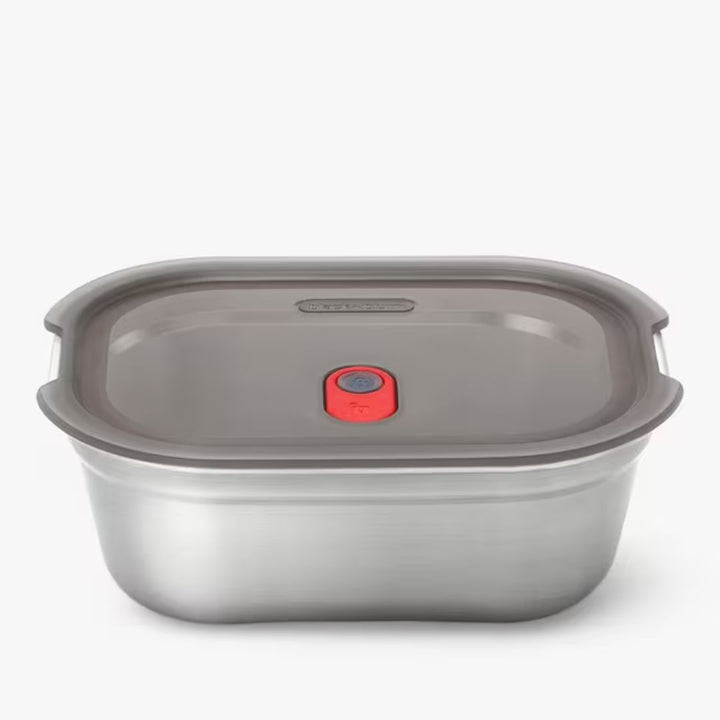 Black+Blum Stainless Steel Microwaveable Rectangular Lunch Box | Grey/Red | 1.2 Litre
