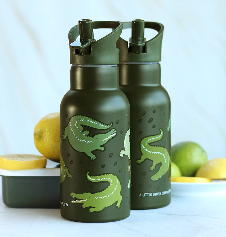 A Little Lovely Company - Kids Stainless Steel Drink / Water Bottle: Crocodiles