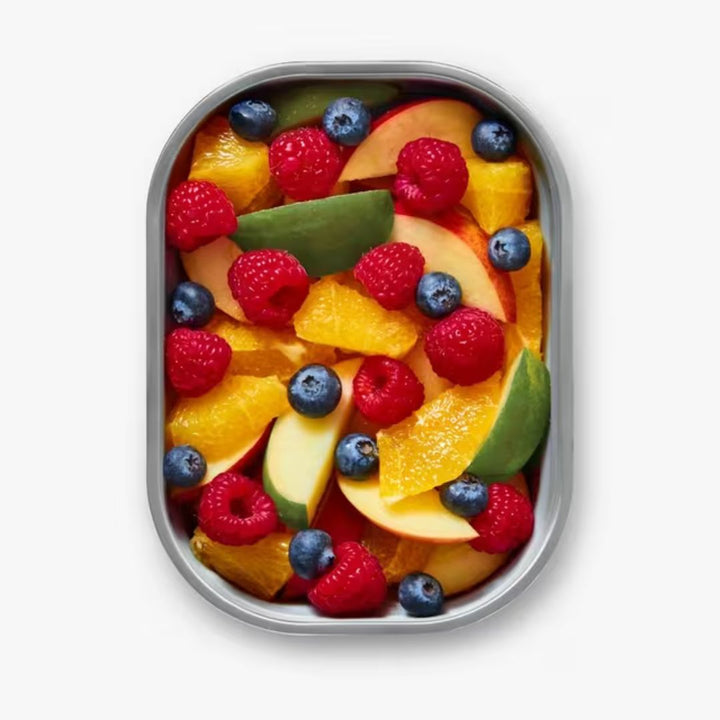 Black+Blum Stainless Steel Microwaveable Rectangular Lunch Box | Grey/Red | 1.2 Litre