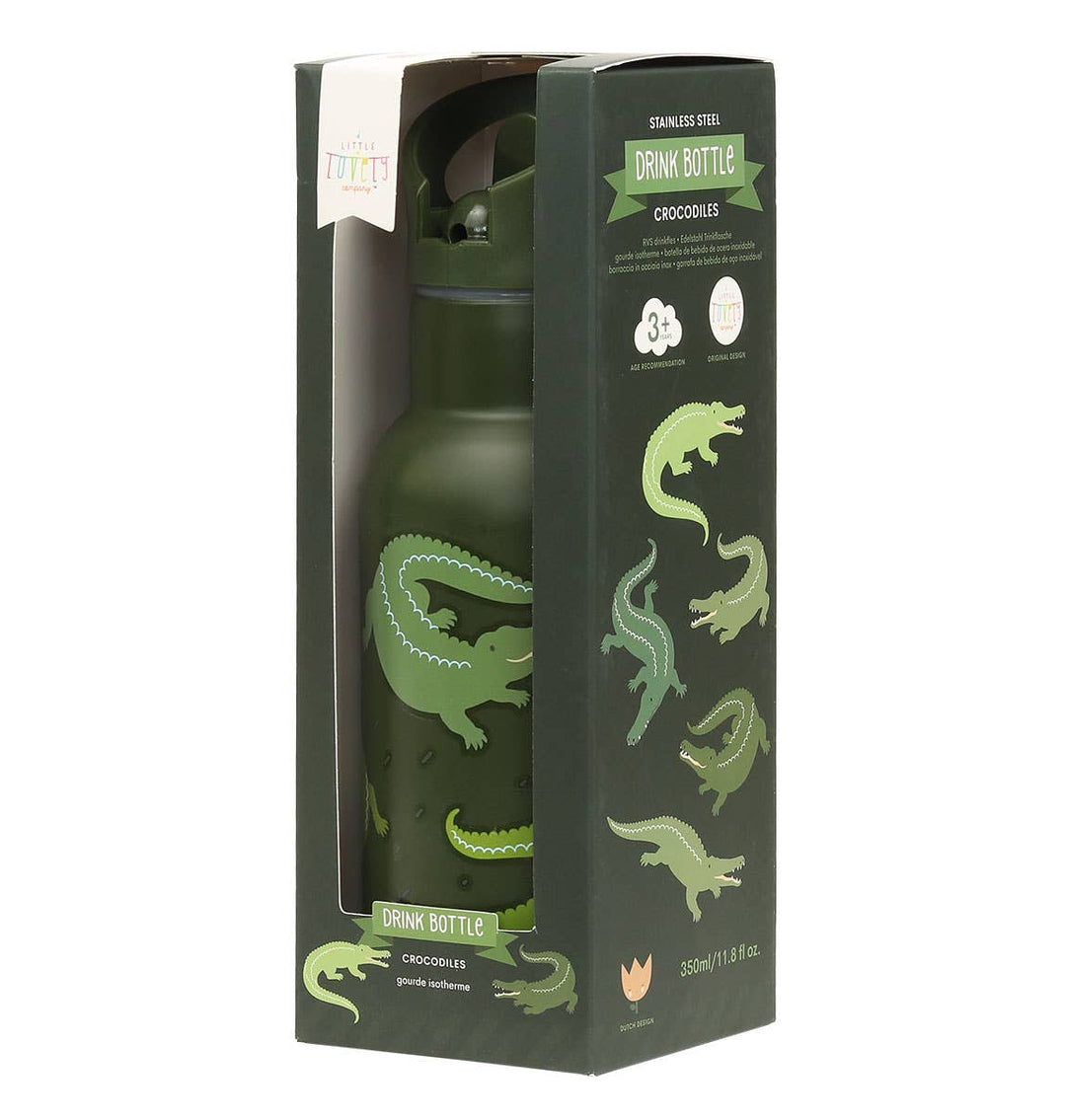 A Little Lovely Company - Kids Stainless Steel Drink / Water Bottle: Crocodiles