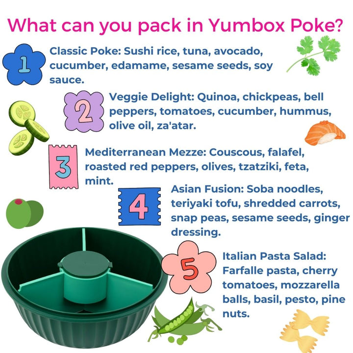 NEW! Yumbox Poke Bowl with 3 Compartment Divider - Various Colours