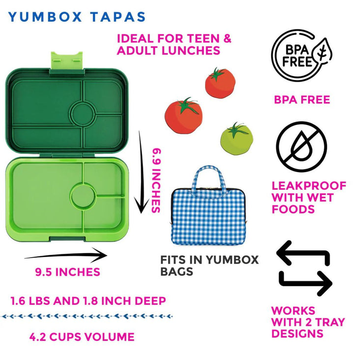 Yumbox Tapas Adult Leakproof Bento Lunch Box (4 Compartment)  - Various Colours