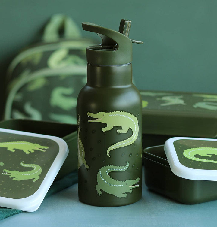 A Little Lovely Company - Kids Stainless Steel Drink / Water Bottle: Crocodiles