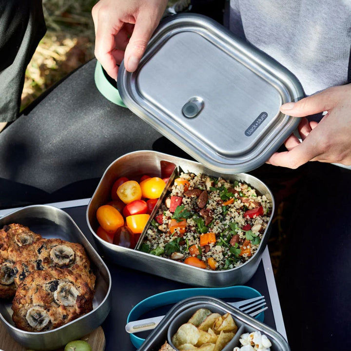 Black+Blum Stainless Steel Leak Proof Lunch Box with Fork | Ocean | 1 Litre