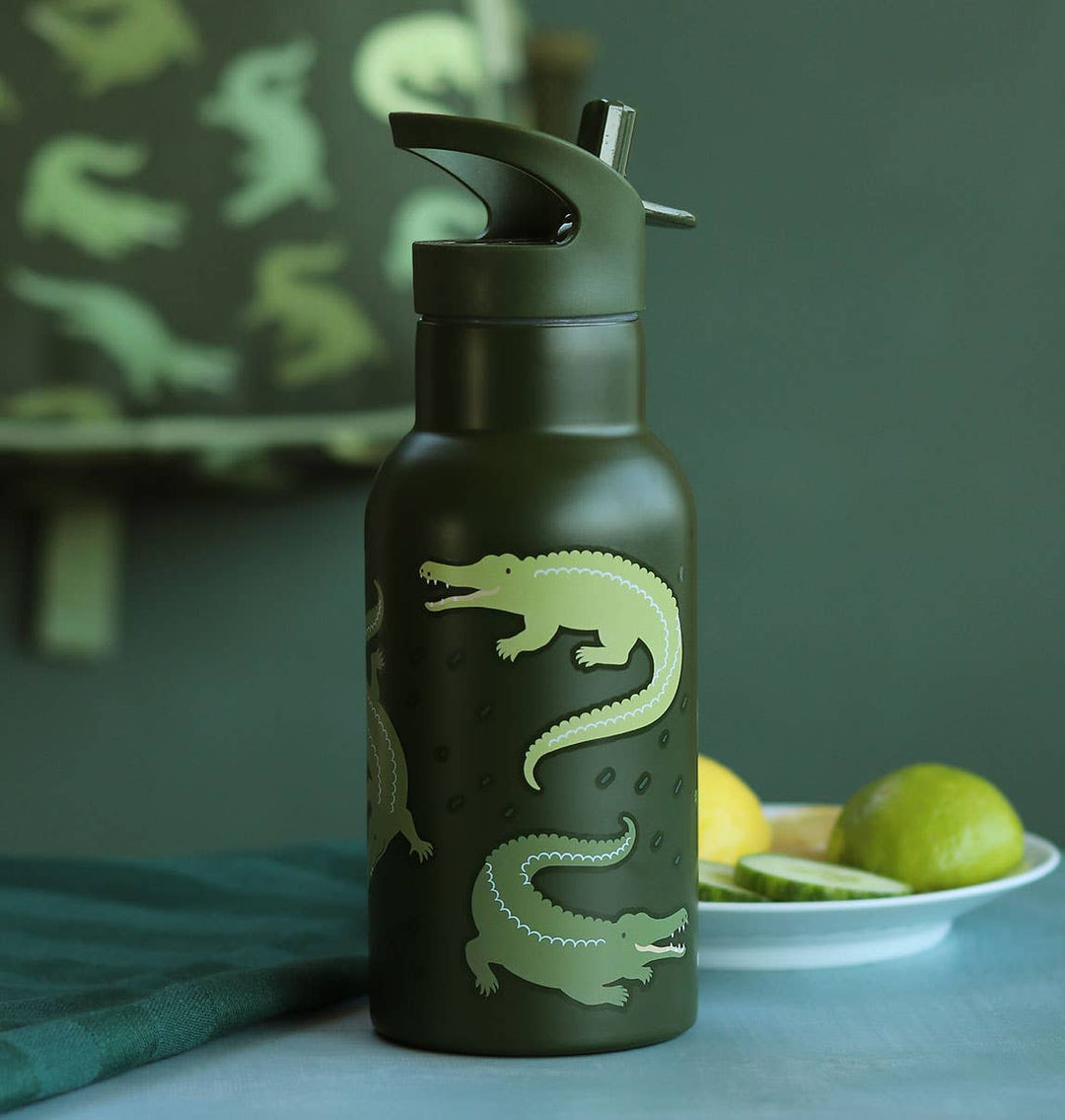 A Little Lovely Company - Kids Stainless Steel Drink / Water Bottle: Crocodiles