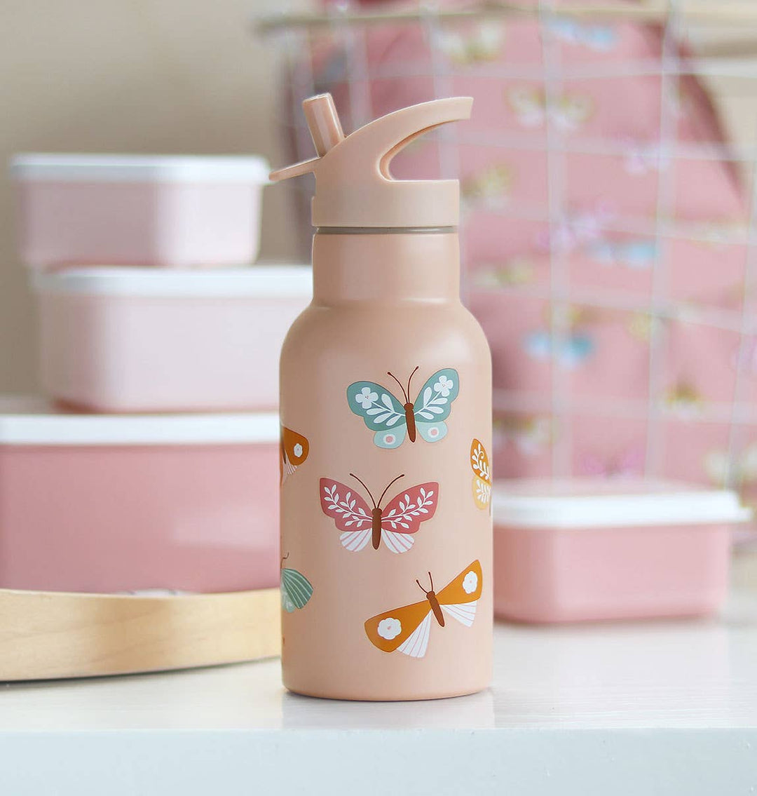 A Little Lovely Company Kids Stainless Steel Drink / Water Bottle: Butterflies