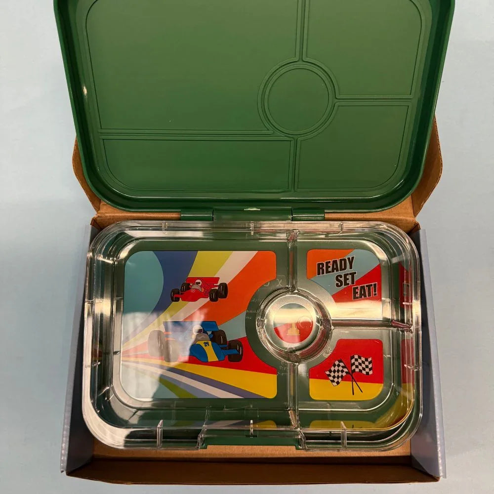 *OUTLET* Yumbox Tapas 4 Compartment -Greenwich Green (Race Car Tray) (YO6)