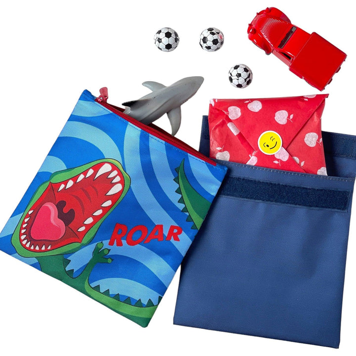 Yumbox Reusable Sandwich Bag - Set of 2 - Navy & Dino