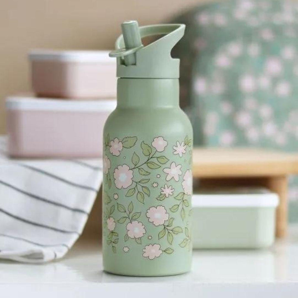 A Little Lovely Company - Drink Bottle in 'Blossoms Sage' - 350ml - ScandiBugs