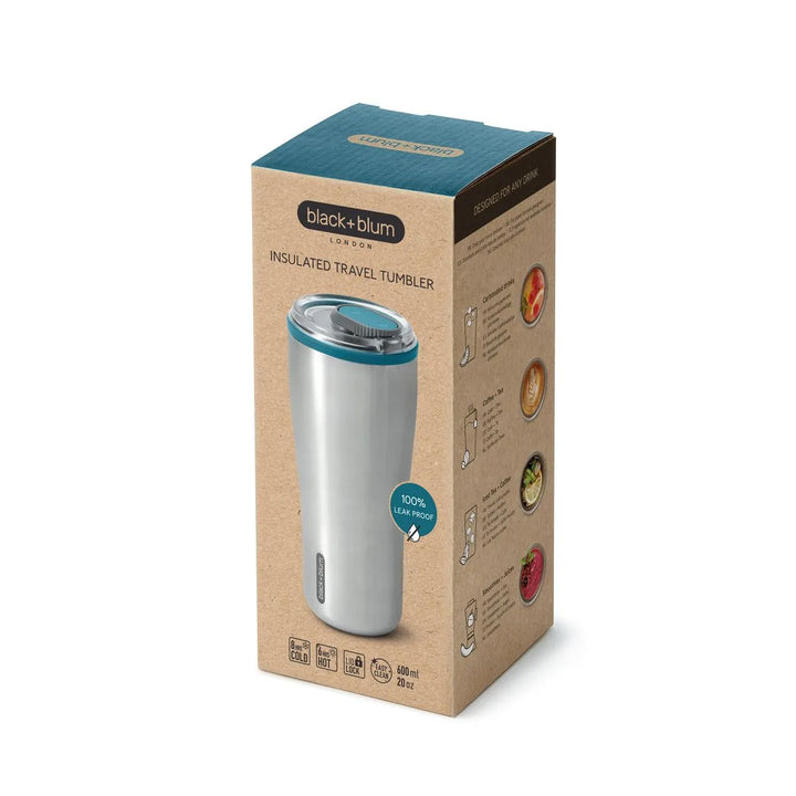 Black+Blum Insulated Travel Tumbler - Leak Proof Stainless Steel Tumbler 600ml | Ocean
