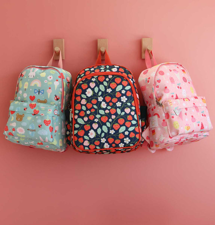 A Little Lovely Company - Backpack with Insulated Pocket: Strawberries