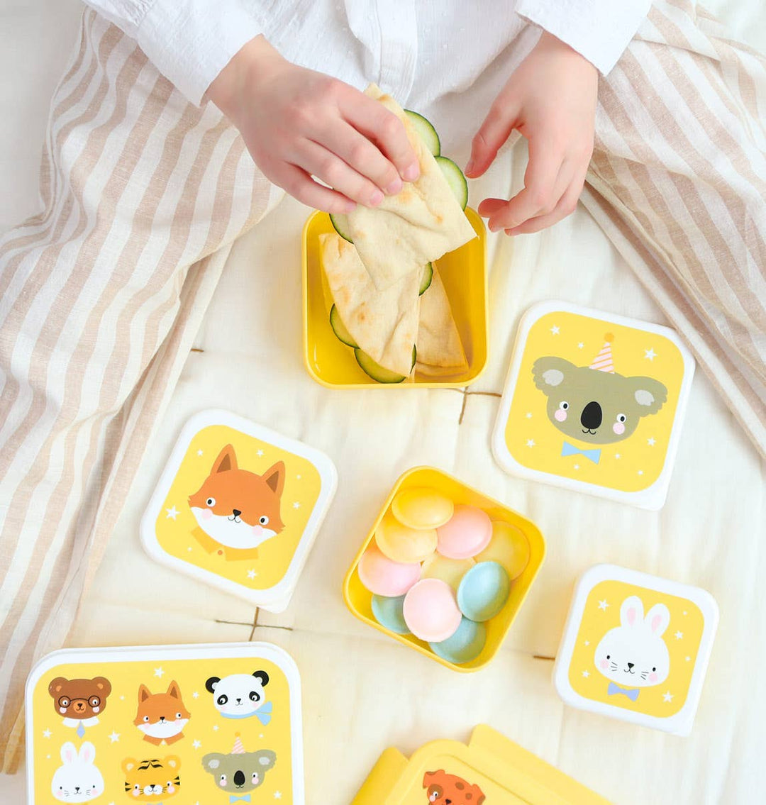 A Little Lovely Company - Lunch & Snack Box Set: Animal friends