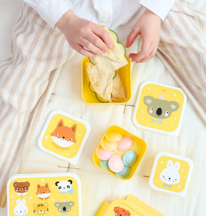 A Little Lovely Company - Lunch & Snack Box Set: Animal friends