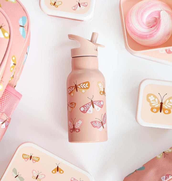 A Little Lovely Company Kids Stainless Steel Drink / Water Bottle: Butterflies