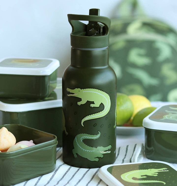 A Little Lovely Company - Kids Stainless Steel Drink / Water Bottle: Crocodiles