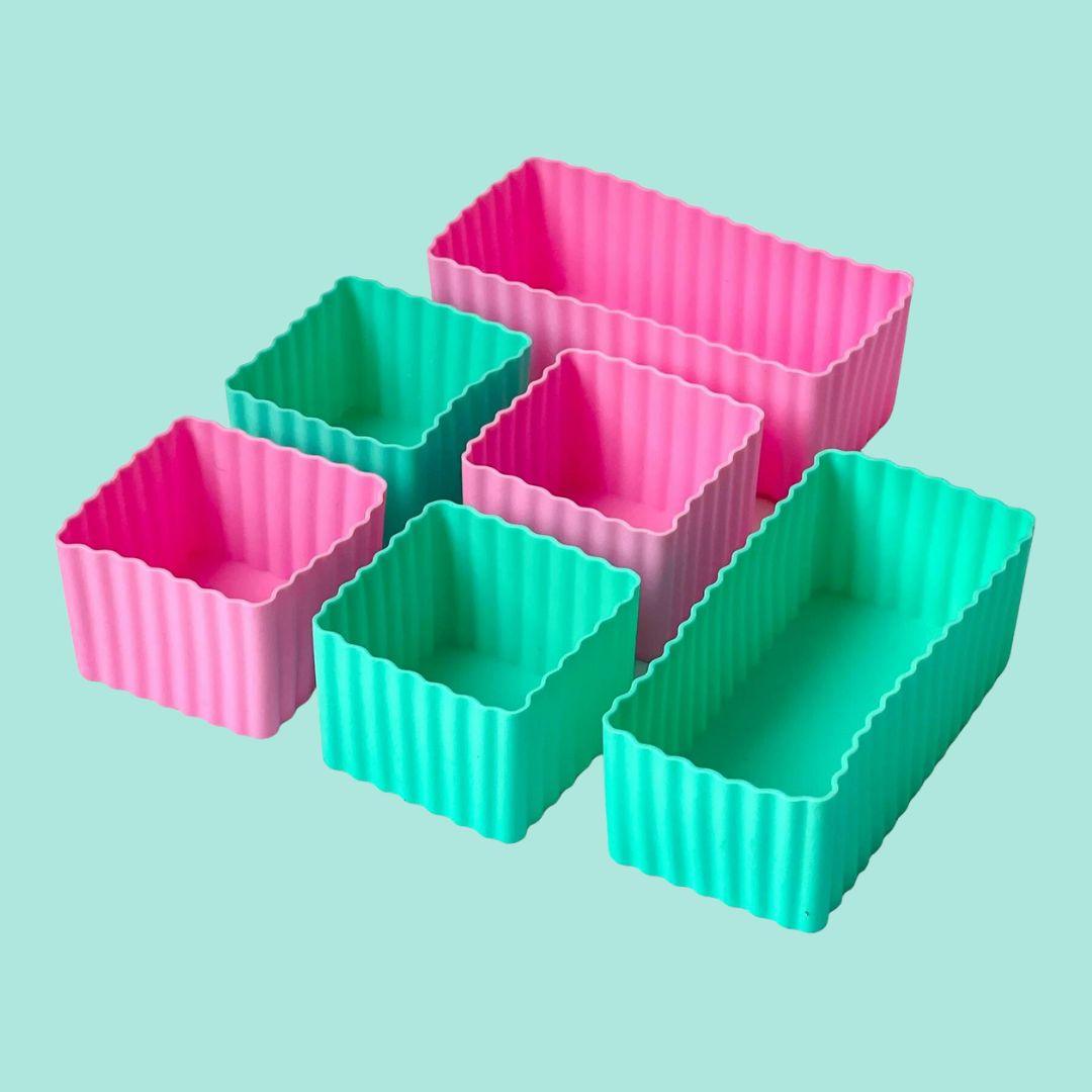 Yumbox Mini Silicone Bento Cups - Set of 6 - Pink Aqua - ScandiBugs